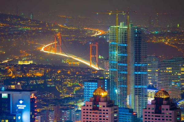 Авіаційний Нічний Панорамний Вид Бізнесу Стамбул Туреччина — стокове фото