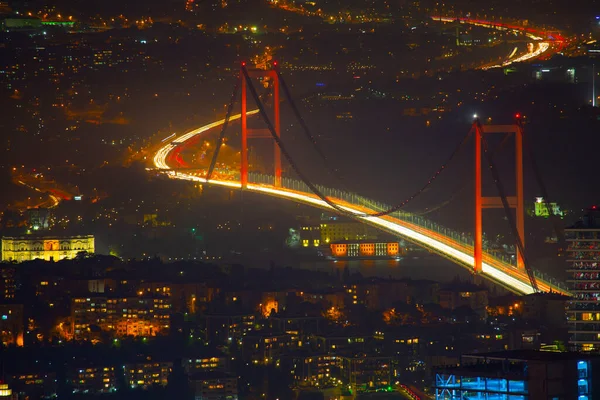 İstanbul ve Türkiye 'de hava gece panoramik iş manzarası