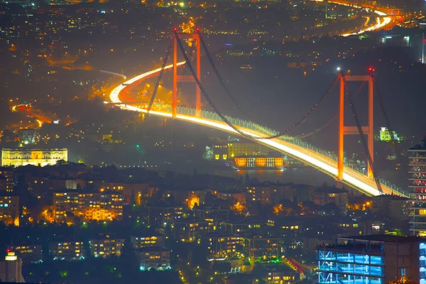 土耳其伊斯坦布尔的空中夜景商务全景 — 图库照片