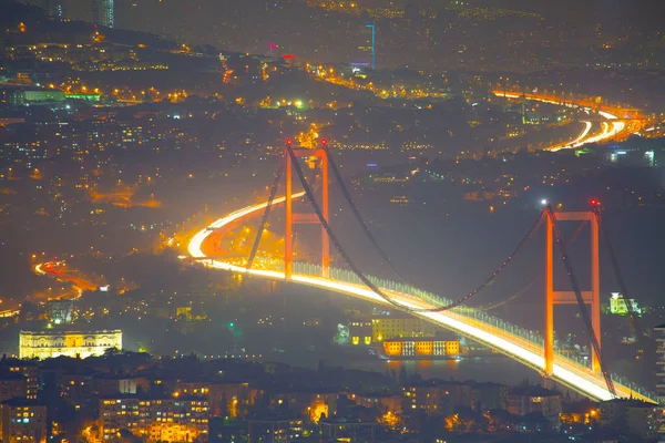 Stanbul Türkiye Hava Gece Panoramik Manzarası — Stok fotoğraf
