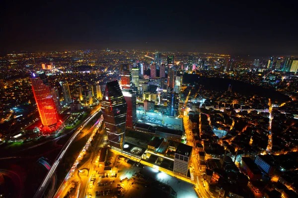Ночной Панорамный Вид Бизнес Стамбул Турция — стоковое фото