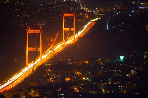 Letecký Noční Panoramatický Pohled Obchod Istanbul Turecko — Stock fotografie