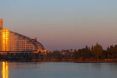 Seyhan River and aesthetic building reflection / Adana - Turkey