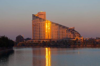 Seyhan River and aesthetic building reflection / Adana - Turkey