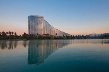 Seyhan River and aesthetic building reflection / Adana - Turkey