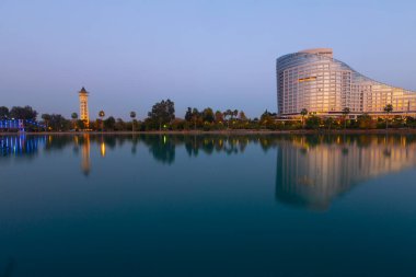 Seyhan River and aesthetic building reflection / Adana - Turkey