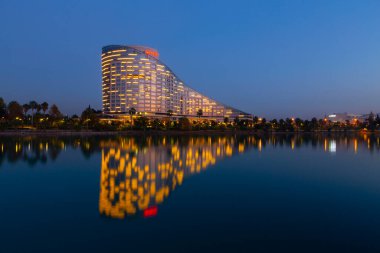 Seyhan River and aesthetic building reflection / Adana - Turkey