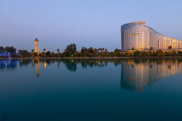 Seyhan River Aesthetic Building Reflection Adana Turkey — стокове фото