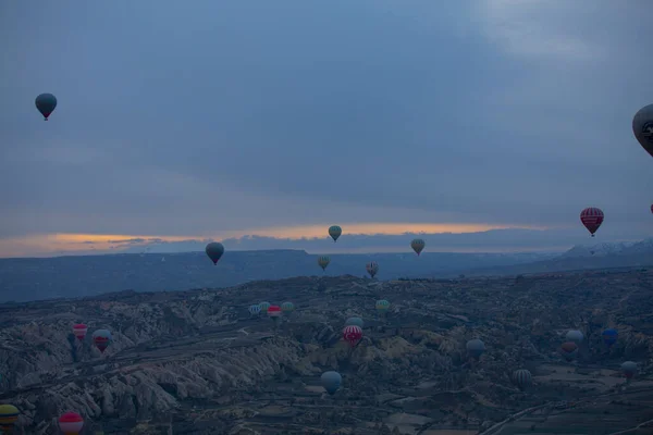 Nagy Turisztikai Attrakció Cappadocia Ballon Repülés Cappadocia Ismert Szerte Világon — Stock Fotó