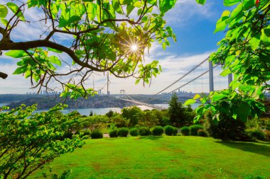 İstanbul 'daki Otagtepe Parkı' ndan Fatih Sultan Mehmet Köprüsü manzarası