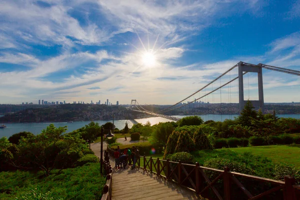 Ponte Fatih Sultan Mehmet Vista Parque Otagtepe Istambul — Fotografia de Stock
