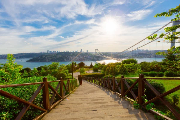 Fatih Sultan Mehmet Bridge View Otagtepe Park Istanbul — Photo