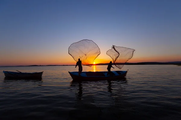 Rybář Při Západu Slunce — Stock fotografie