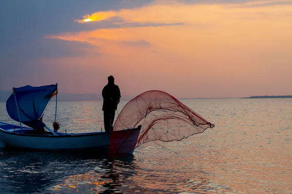 Lake Van Fishermen Trying Catch Fish Lake Van One Biggest — Stockfoto