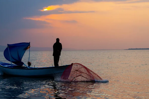 Van See Fischer Versuchen Fische Fangen Van See Ist Einer — Stockfoto