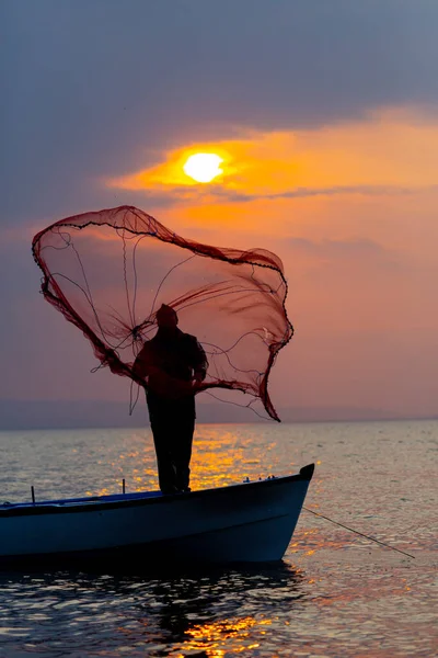 Lake Van Fishermen Trying Catch Fish Lake Van One Biggest — Stockfoto