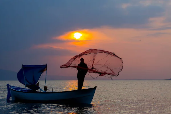 Van See Fischer Versuchen Fische Fangen Van See Ist Einer — Stockfoto