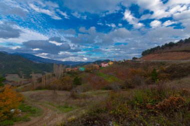 Türkiye 'nin Kastamonu kentindeki Kure Dağları' nın yamaçlarındaki manzara güzel sonbahar doğası
