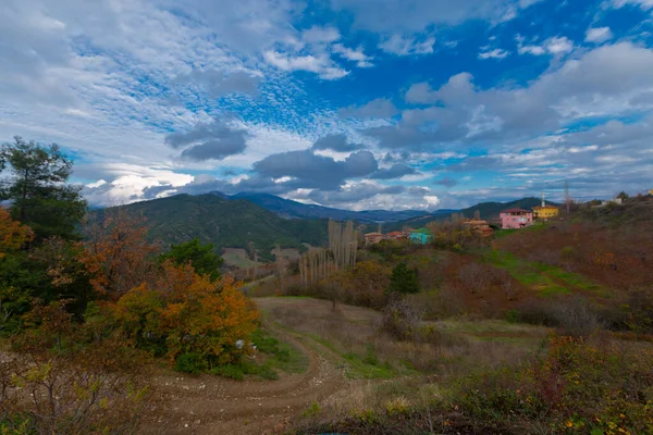 Türkiye 'nin Kastamonu kentindeki Kure Dağları' nın yamaçlarındaki manzara güzel sonbahar doğası