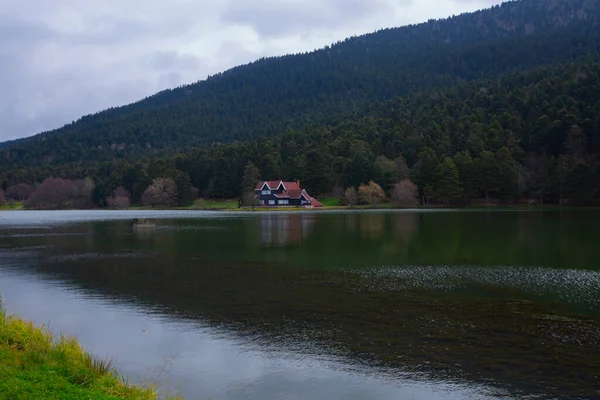 Národní Park Golcuk Bolu Turecko Podzimní Dřevěný Dům Jezera Lese — Stock fotografie