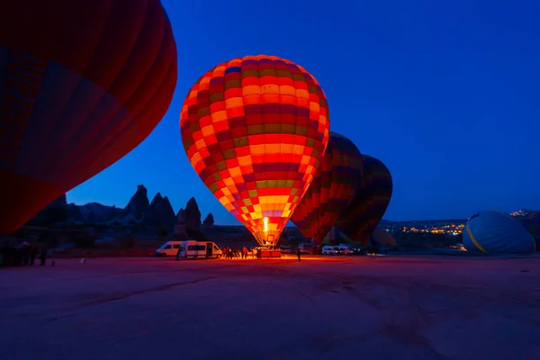 Színes Léggömbök Előtt Dob Göreme Nemzeti Park Cappadocia Törökország — Stock Fotó