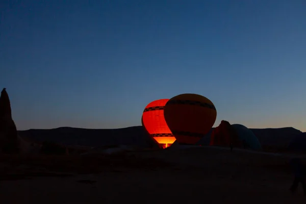 Bunte Heißluftballons Vor Dem Start Goreme Nationalpark Kappadokien Türkei — Stockfoto