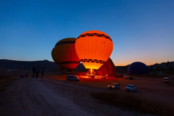 Colorful Hot Air Balloons Launch Goreme National Park Cappadocia Turkey — Stock Photo, Image
