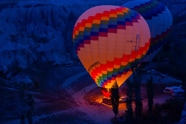 Bunte Heißluftballons Vor Dem Start Goreme Nationalpark Kappadokien Türkei — Stockfoto