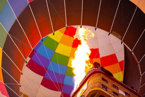 Coloridos Globos Aire Caliente Antes Del Lanzamiento Parque Nacional Goreme —  Fotos de Stock