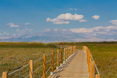 güzel manzara ve sultanmarshes (kuş cenneti) yanındaki erciyes Dağı, kayseri