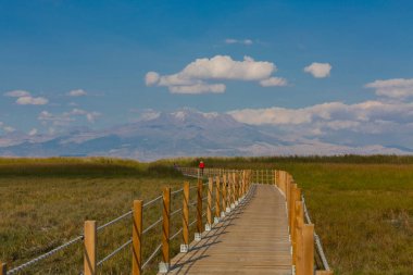 güzel manzara ve sultanmarshes (kuş cenneti) yanındaki erciyes Dağı, kayseri