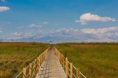 güzel manzara ve sultanmarshes (kuş cenneti) yanındaki erciyes Dağı, kayseri