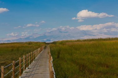 güzel manzara ve sultanmarshes (kuş cenneti) yanındaki erciyes Dağı, kayseri