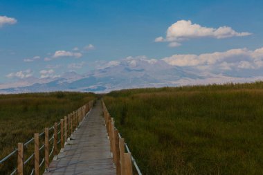 güzel manzara ve sultanmarshes (kuş cenneti) yanındaki erciyes Dağı, kayseri