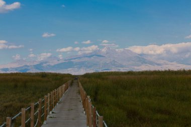 güzel manzara ve sultanmarshes (kuş cenneti) yanındaki erciyes Dağı, kayseri