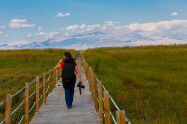 güzel manzara ve sultanmarshes (kuş cenneti) yanındaki erciyes Dağı, kayseri