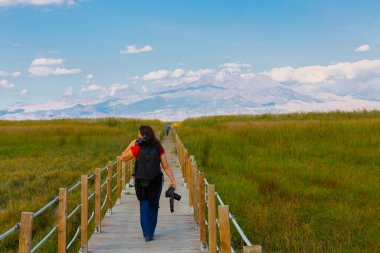 güzel manzara ve sultanmarshes (kuş cenneti) yanındaki erciyes Dağı, kayseri
