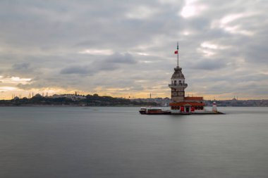 The Maiden's Tower, the most beautiful historical lighthouse of Istanbul, was photographed with the long exposure technique.