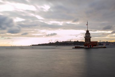 The Maiden's Tower, the most beautiful historical lighthouse of Istanbul, was photographed with the long exposure technique.