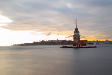 The Maiden's Tower, the most beautiful historical lighthouse of Istanbul, was photographed with the long exposure technique.