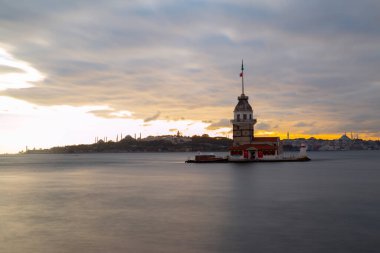 The Maiden's Tower, the most beautiful historical lighthouse of Istanbul, was photographed with the long exposure technique.