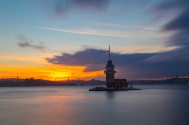 The Maiden's Tower, the most beautiful historical lighthouse of Istanbul, was photographed with the long exposure technique.
