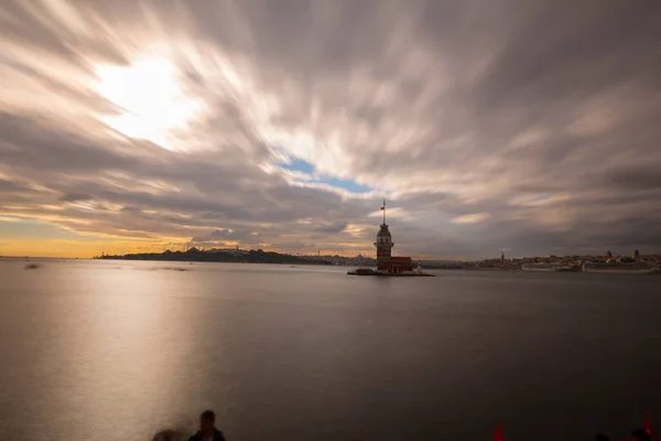 Torre Donzela Mais Belo Farol Histórico Istambul Foi Fotografada Com — Fotografia de Stock