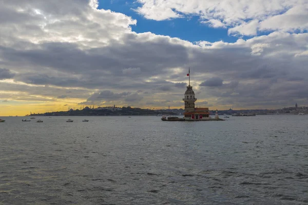 Maiden Tower Most Beautiful Historical Lighthouse Istanbul Photographed Sunset — Stok fotoğraf