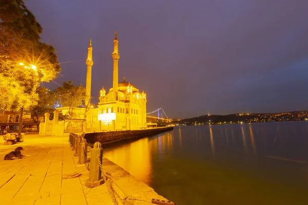 Istanbul Image Mosquée Ortakoy Avec Pont Bosphore Istanbul Pendant Beau — Photo