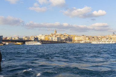 Galata Kulesi, Galata Köprüsü, Karaköy ilçesi ve Golden Horn, İstanbul - Türkiye