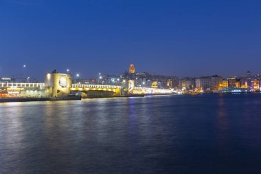 Galata Kulesi, Galata Köprüsü, Karaköy ilçesi ve Golden Horn, İstanbul - Türkiye