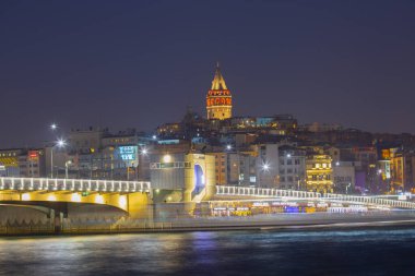 Galata Kulesi, Galata Köprüsü, Karaköy ilçesi ve Golden Horn, İstanbul - Türkiye