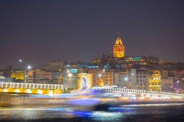 Galata Kulesi, Galata Köprüsü, Karaköy ilçesi ve Golden Horn, İstanbul - Türkiye