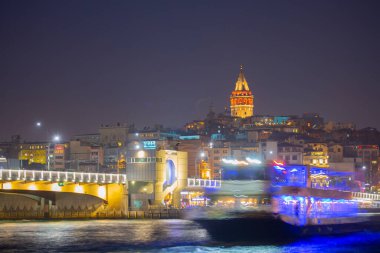 Galata Kulesi, Galata Köprüsü, Karaköy ilçesi ve Golden Horn, İstanbul - Türkiye
